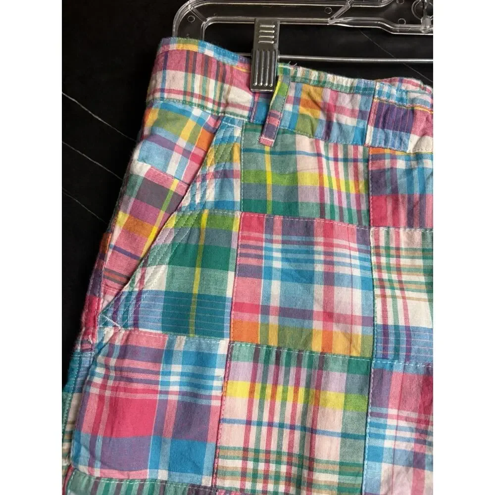 Castaway Sailing Shorts Women’s 12 Caribbean Patch Madras Cotton Preppy